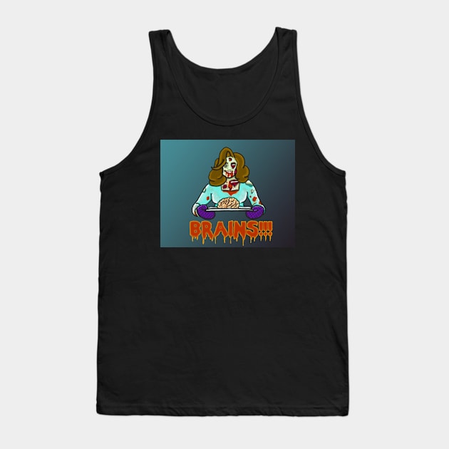 Brains!!! (with background) Tank Top by tesiamarieart